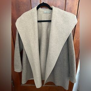 VINCE Wool Wrap Overcoat brown neutral color with Hood EUC luxurious 90% wool